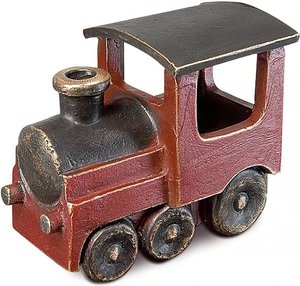 Kleine Bronze Lokomotive als Gartenskulptur - Lokomotive / Bronze braun