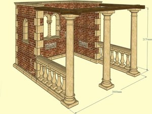 Dorischer Säulenpavillon mit Mauer und Balustrade - Silwood Pavillon