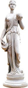 Frauenstatue mit Krügen auf Sockel - Steinguss Gartenfigur - Tayan / Portland weiß