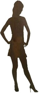Rost Metall Gartenfigur Frau auf Highheels - Sara / Figur + Platte