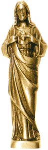 Klassische Jesus Gartenfigur aus Bronze mit Herzornament - Jesus mit Herz