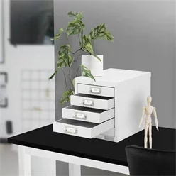 Aktenschrank mit 5 Schubladen 28x38x33 cm Weiß aus Metall ML-Design