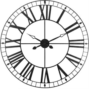 Sphera Vintage-Uhr mit hölzernem Hintergrund - 36cm - Schwarz