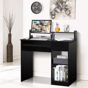 Coast Computertisch Regal Schreibtisch Bürotisch Laptop mit Ablage Schublade schwarz
