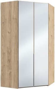 Eckkleiderschrank Mailand C Hickory-Oak-NB mit zwei Spiegeltüren