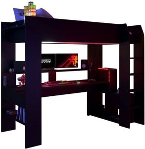 Parisot Gaming-Hochbett mit LED-Beleuchtung schwarz