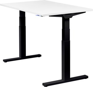 Höhenverstellbarer Schreibtisch "Premium Line", schwarz, Tischplatte 120 x 80 cm weiß, elektrisch höhenverstellbar, Stehschreibtisch, Tischgestell