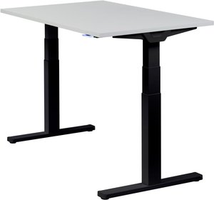 Höhenverstellbarer Schreibtisch "Premium Line", schwarz, Tischplatte 120 x 80 cm lichtgrau, elektrisch höhenverstellbar, Stehschreibtisch, Tischgestell