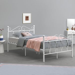 [en.casa] Metallbett Abolda 120x200 cm Doppelbett bis 300kg Weiß