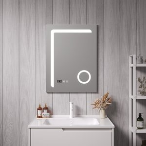 [pro.tec] LED-Badspiegel Chambave 50x70 cm Silberfarben