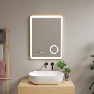 [pro.tec] LED-Badspiegel Pescara 50x70 cm Goldfarben