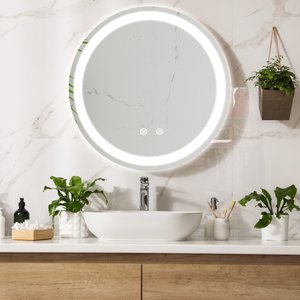 [pro.tec] LED-Badspiegel Maratea Ø60cm Silber
