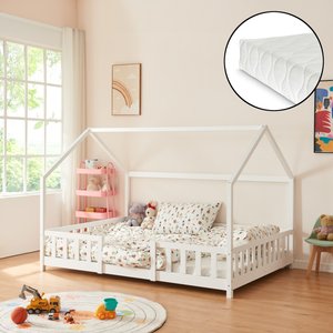 [en.casa] Kinderbett Sisimiut mit Matratze 120x200 cm Weiß