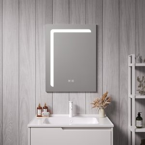 [pro.tec] LED-Badspiegel Chambave 45x60 cm Silberfarben