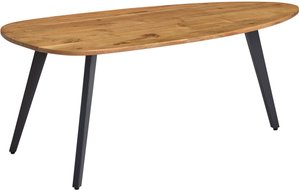 FineBuy Couchtisch Akazie Massivholz 110 x 45 x 60 cm Wohnzimmertisch Nierenform, Sofatisch Modern Holztisch, Tisch Wohnzimmer Holz/Metall