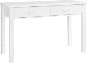 FineBuy Schreibtisch TOULON Weiß mit 2 Schubladen Holz 120 x 77 x 50 cm modern, Konsolentisch Schminktisch platzsparend, Laptoptisch Arbeitstisch für kleine Räume