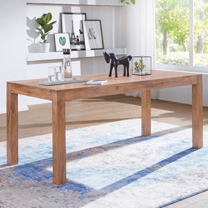 FineBuy Esstisch Massivholz Akazie Esszimmer-Tisch Holztisch Design Küchentisch Landhaus-Stil braun Größe wählbar