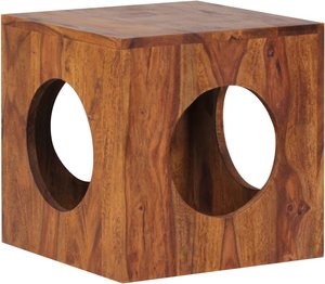 FineBuy Beistelltisch Sheesham Massivholz 35x35x35 cm Cube Wohnzimmertisch, Design Aufbewahrungstisch modern, Kleiner Holztisch in Würfel-Form, Quadratischer Dekotisch mit Stauraum