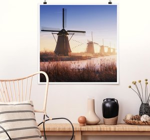 Poster Windmühlen von Kinderdijk