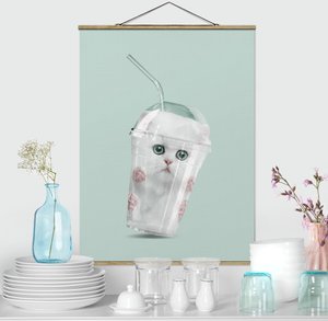 Stoffbild Tiere mit Posterleisten - Hochformat Shake mit Katze