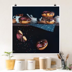 Poster Küche - Quadrat Donuts vom Küchenregal