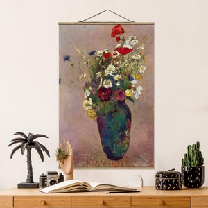 Stoffbild mit Posterleisten Odilon Redon - Blumenvase mit Mohn