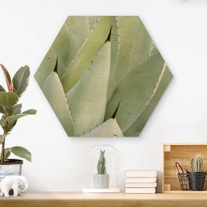 Hexagon-Holzbild Aloe
