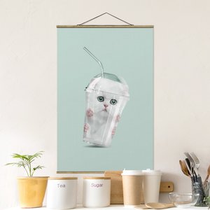 Stoffbild mit Posterleisten Shake mit Katze