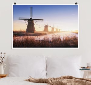 Poster Windmühlen von Kinderdijk