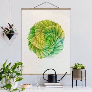 Stoffbild mit Posterleisten Wasserfarben - Spiral Aloe
