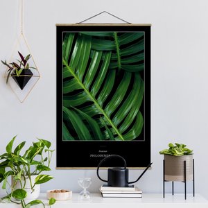 Stoffbild Blumen mit Posterleisten - Hochformat Tropische Blätter Philodendron