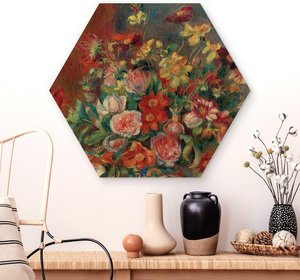 Hexagon-Holzbild Auguste Renoir - Blumenvase