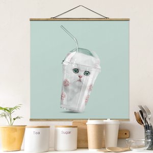 Stoffbild Tiere mit Posterleisten - Quadrat Shake mit Katze