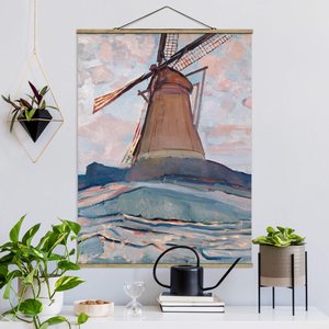 Stoffbild mit Posterleisten Piet Mondrian - Windmühle