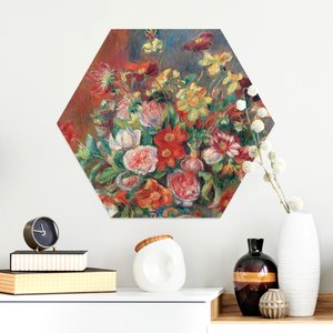 Hexagon-Alu-Dibond Bild Auguste Renoir - Blumenvase