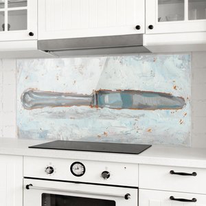 Glas Spritzschutz Kunstdruck - Panorama Impressionistisches Besteck - Messer