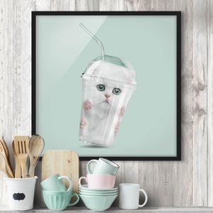 Bild mit Rahmen Küche - Quadrat Shake mit Katze