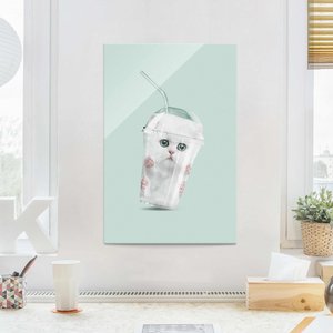 Glasbild - Hochformat Shake mit Katze