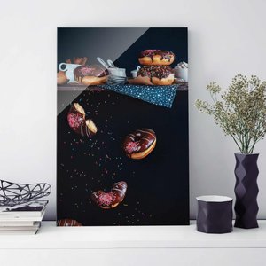 Glasbild Küche - Hochformat Donuts vom Küchenregal