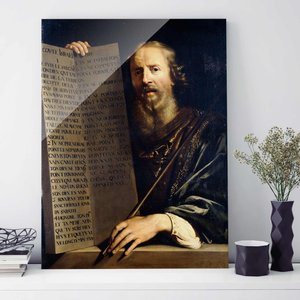 Glasbild Kunstdruck Philippe de Champaigne - Mose hält Tafel