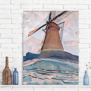 Glasbild Kunstdruck Piet Mondrian - Windmühle