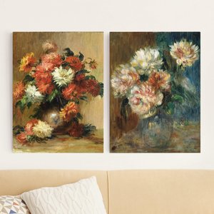 2-teiliges Leinwandbild Blumen Auguste Renoir - Blumenvasen