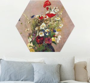 Hexagon-Forexbild Odilon Redon - Blumenvase mit Mohn