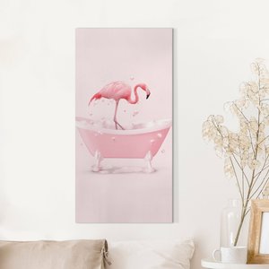 Leinwandbild Badewannen Flamingo