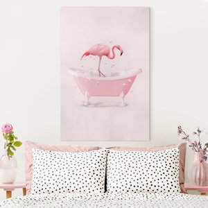 Leinwandbild Badewannen Flamingo