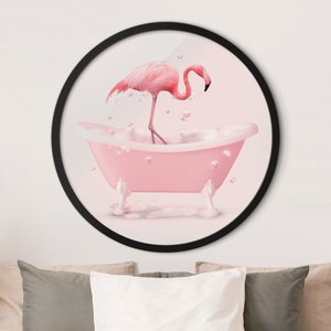 Rundes Gerahmtes Bild Badewannen Flamingo