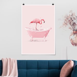 Poster Badewannen Flamingo