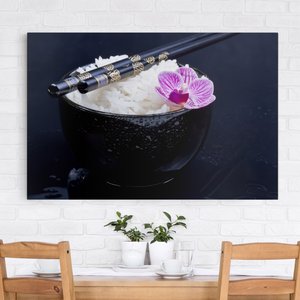 Leinwandbild Reisschale mit Orchidee