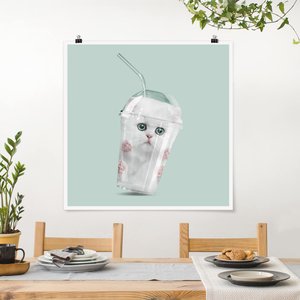 Poster Tiere - Quadrat Shake mit Katze