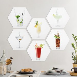 6-teiliges Hexagon-Forexbild Cocktail Splash Set II